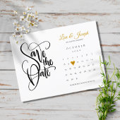 Save the Date Calendar Gold Love Heart Postcard