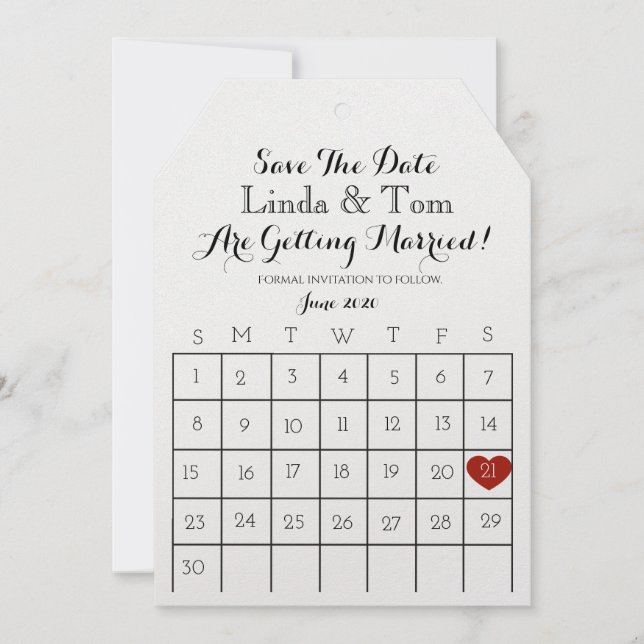 Save The Date Calendar Invitation (Front)