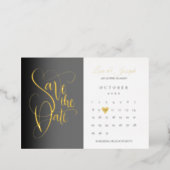Save the Date Calendar Love Heart Gold Foil Invitation (Standing Front)
