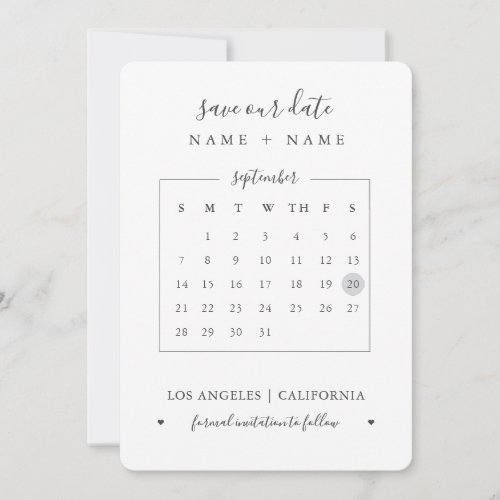 Save the Date  Calendar Modern Minimalist Holiday Card