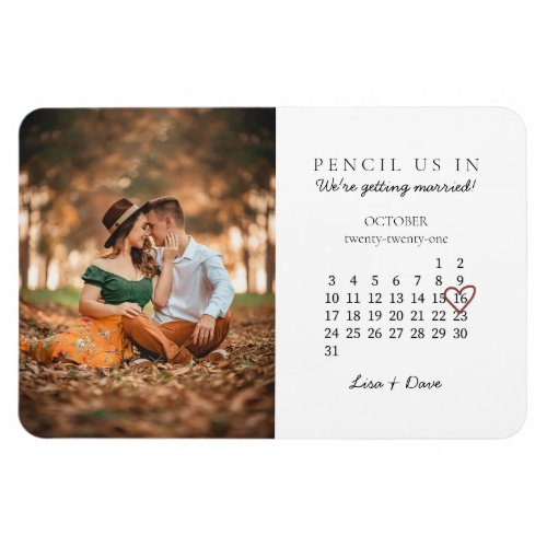 Save the Date Calendar Month Wedding Announcement Magnet