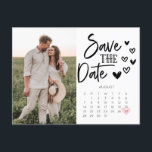 Save The Date Calendar Postcard Hand Drawn Hearts<br><div class="desc">Congratulations on your engagement! Make sure everyone is able to attend your big event with our lovely rustic calendar Save The Dates! Click the "Personalize" button - then "Click to customize further" to get started with your layout! Easily edit the calendar and move the heart to your date! This product...</div>