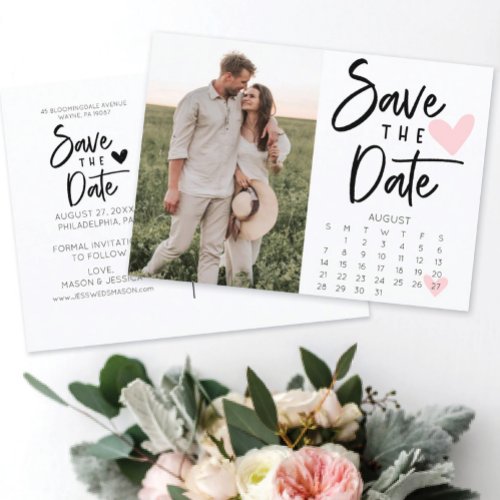 Save The Date Calendar Postcard Rustic Modern