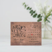 Save the Date Calendar Red Love Heart Rustic Wood Postcard (Standing Front)