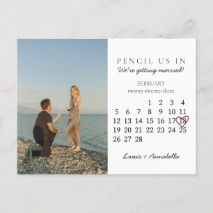 Save the Date Calendar Rose Heart February 2023 Postcard