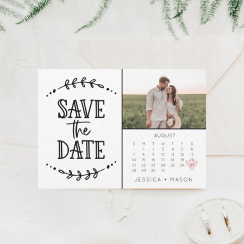 Save The Date Calendar Rustic Drawn Card