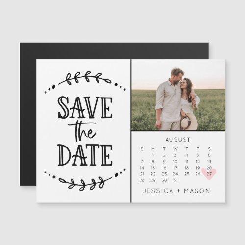 Save The Date Calendar Rustic Drawn Magnet