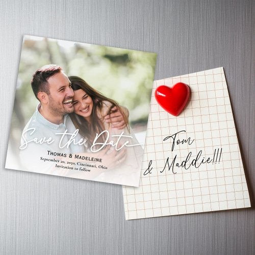 Save the Date Calligraphy Script Photo Magnetic 