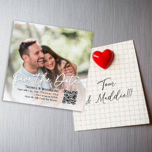 Save the Date Calligraphy Script Photo Magnetic