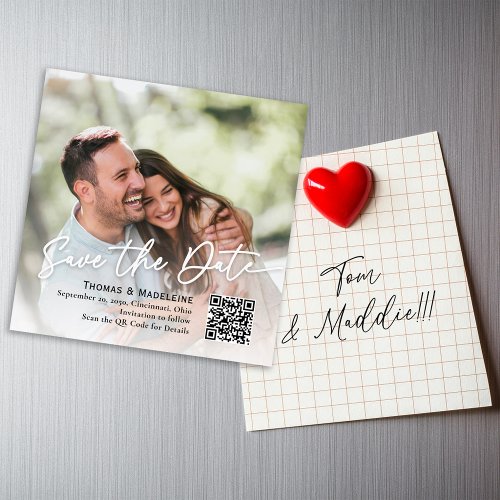 Save the Date Calligraphy Script Photo Magnetic 