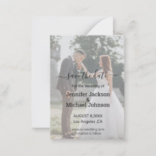 save the date calligraphy wedding photo invitation
