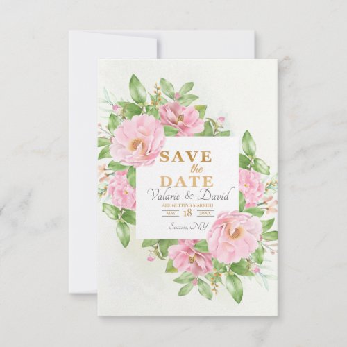 Save The Date Camellia Announcement Card