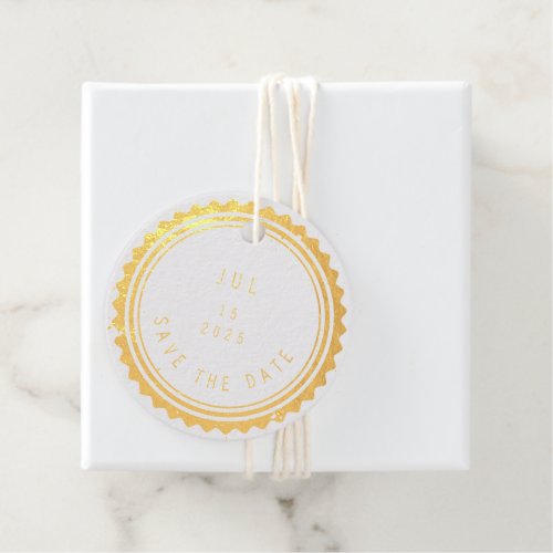 Save The Date  Cancellation Stamp Foil Favor Tags