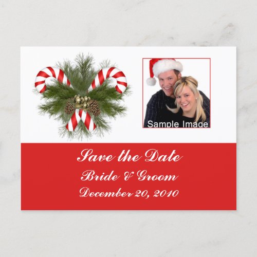 Save the Date _ Candy Cane Photo Postcard