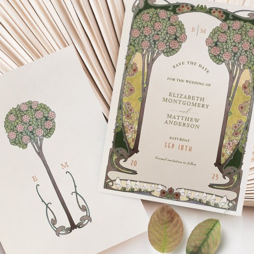 Save The Date Card Belle poque Love Trees