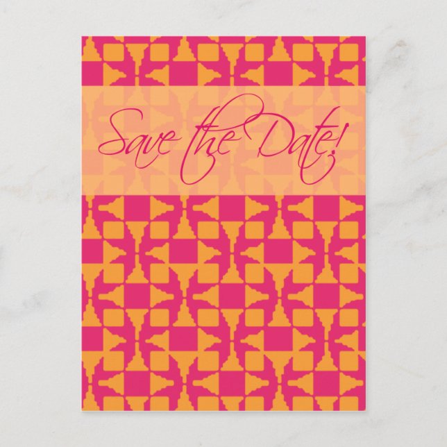 Save the Date Card (Birini: pumpkin/hot pink) (Front)