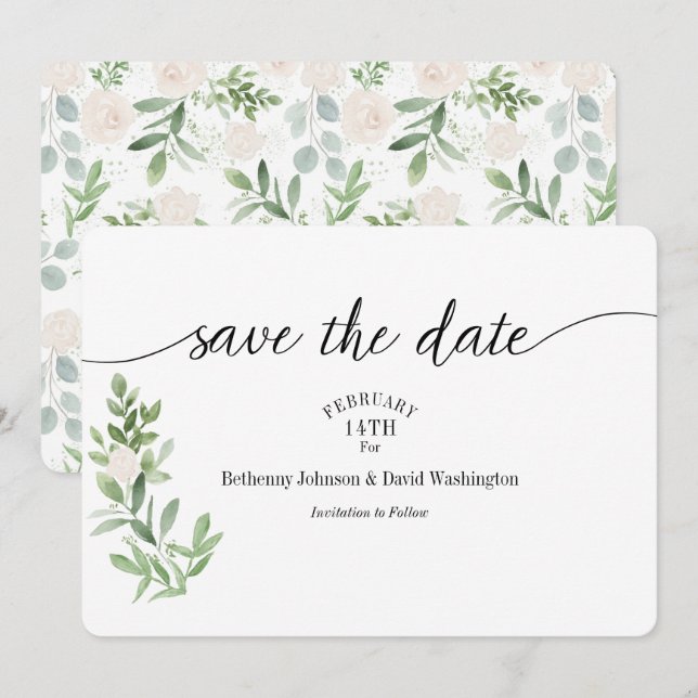 Save the Date Card Blush Watercolor (Front/Back)