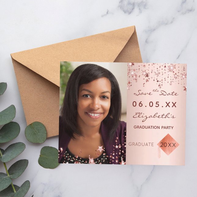 Save the Date card graduation party rose gold (Creator Uploaded)