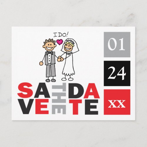 Save The Date Card Happy Couple Says I Do