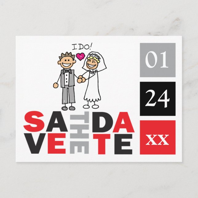 Save The Date Card Happy Couple Says I Do (Front)