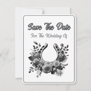 Save The Date Card Monochrome Horseshoe