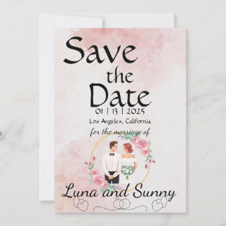 Save the Date Card Template Peach & Mint Green