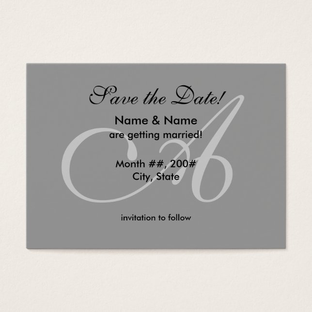 Save the Date card with A monogram (Front)