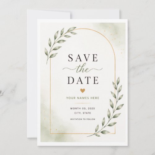 Save the Date Card with Leaves