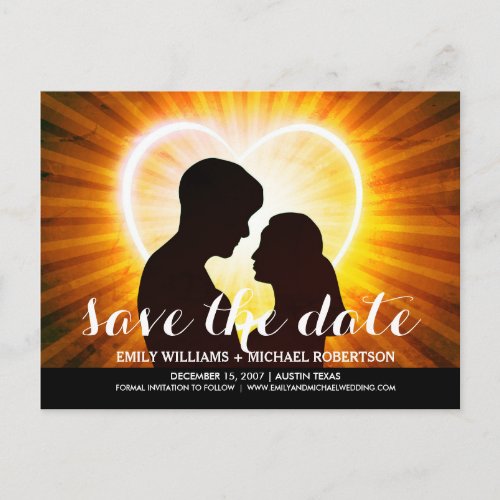 Save the date card with romantic couple