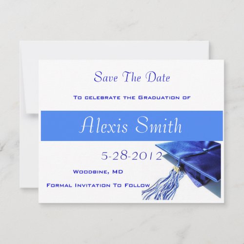 Save The Date Cards _ Blue Graduation Cap