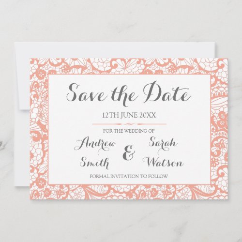 Save the Date cards  Coral Lace Design