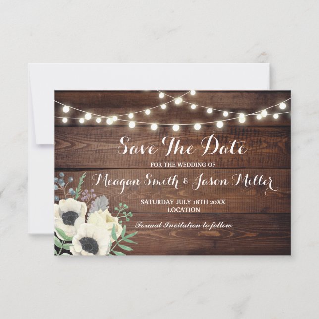 Save The Date Cards Floral Watercolour Anemone (Front)