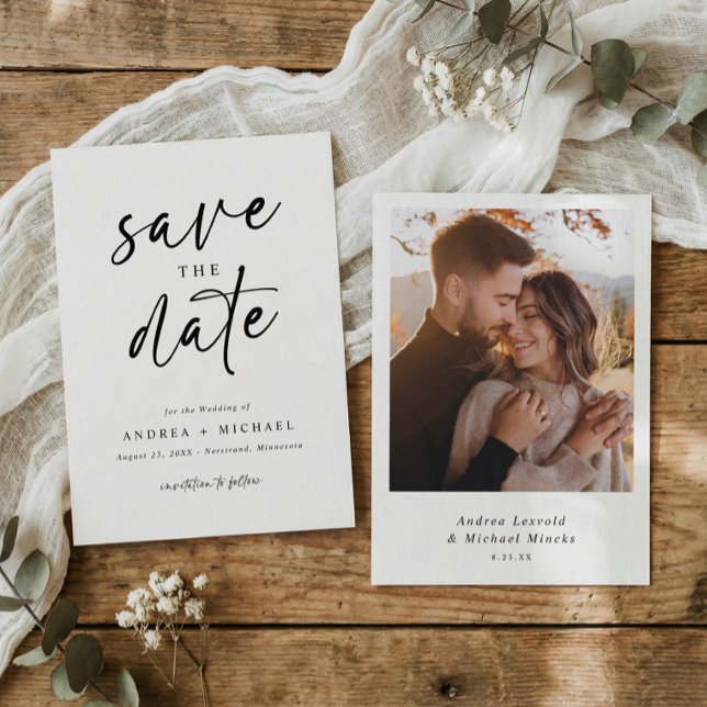 Save the Date Cards Modern Minimalist Fun (Fun casual handwriting save the date photo cards)