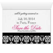 Save the Date Cards Monogram Hot Pink Damask (Inside Horizontal (Bottom))