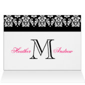 Save the Date Cards Monogram Hot Pink Damask (Inside Horizontal (Top))