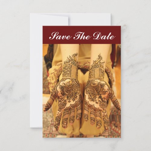 Save The Date Cards With Henna On Hands