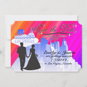 SAVE THE DATE CARDS WITH VIEW OF LAS VEGAS, NEVADA