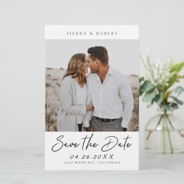 Save the Date Casual Pen Script Budget Wedding (Standing Front)