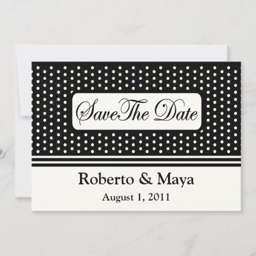 Save The Date Centered With Dots &amp; Stripes Card