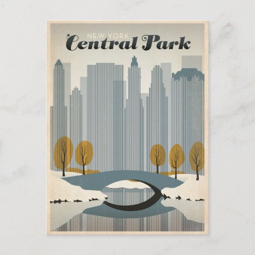 Save the Date  Central Park NYC _ Snow Announcement Postcard