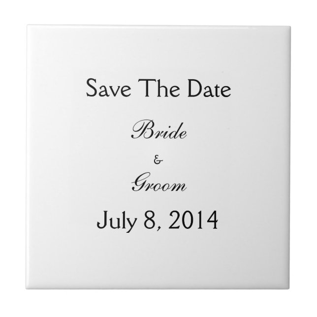 Save The Date Ceramic Tile (Front)