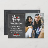 Save The Date Chalk Skulls Photo Card Gothic (Front/Back)