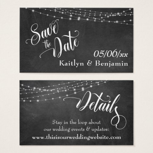 Save the Date Chalkboard Lights Wedding Details