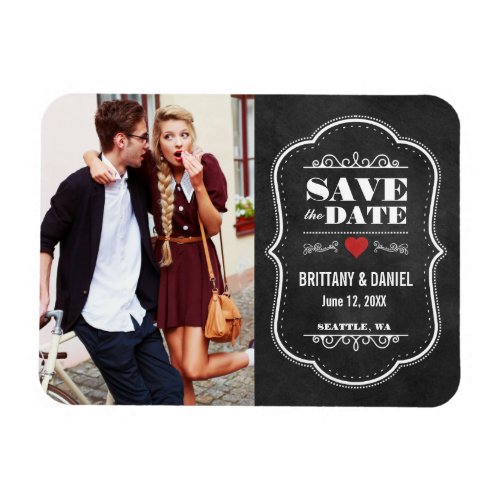Save The Date Chalkboard Modern Photo Magnet