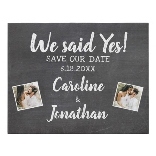 Save the Date Chalkboard Sign for Engagement Photo