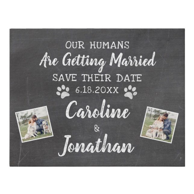 Save the Date Chalkboard Sign Prop For Dog Owners (Front)