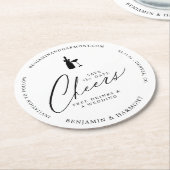 Save the Date Cheer! Free Drinks & A Wedding Round Paper Coaster (Angled)