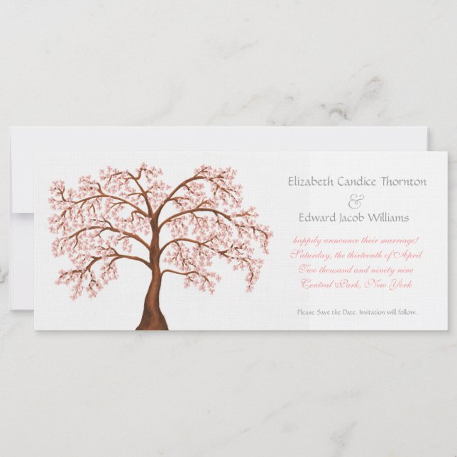 Save the Date Cherry Blossom Sakura Announcement (Front)