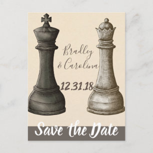 Save the Date Chess King Queen Announcement Postcard