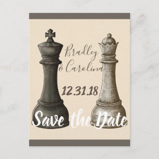 Save the Date Chess King Queen Personalized Postcard